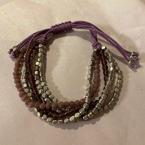 Rope and silver beaded bracelet